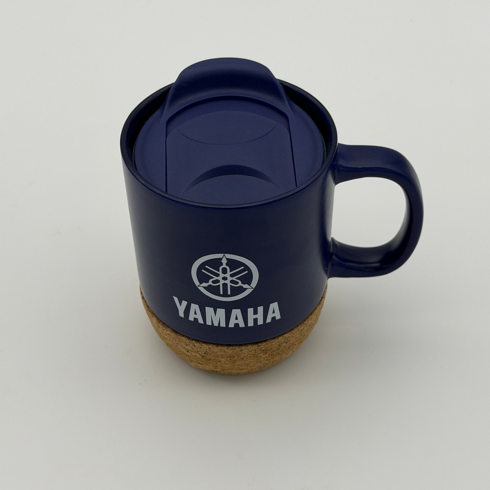 Yamaha Navy Blue Ceramic Travel Mug with Cork Base and Lid